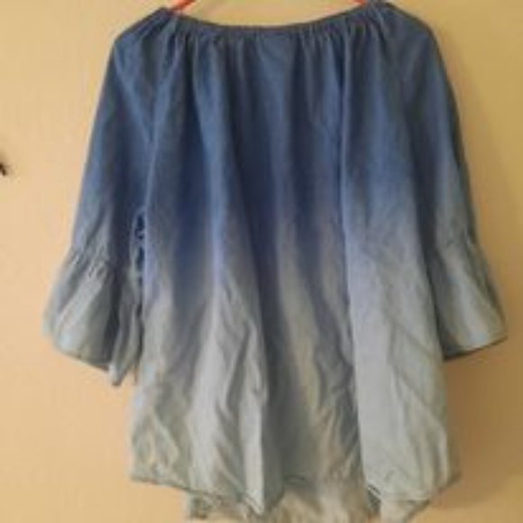 Ruby Red Cold Shoulder Denim top  *BOGO* - Picture 3 of 8